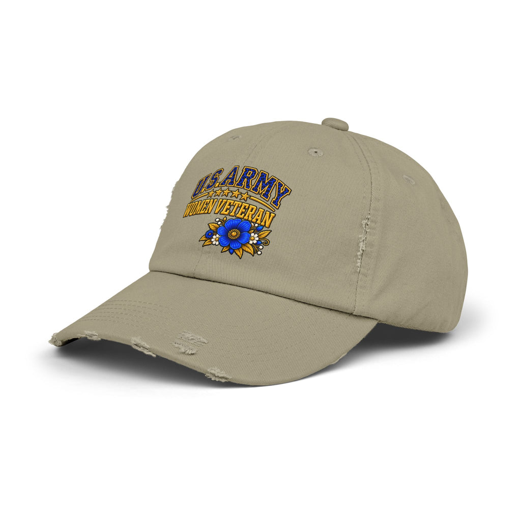 U.S. Army Women Veteran | Blue Floral Distressed Cap