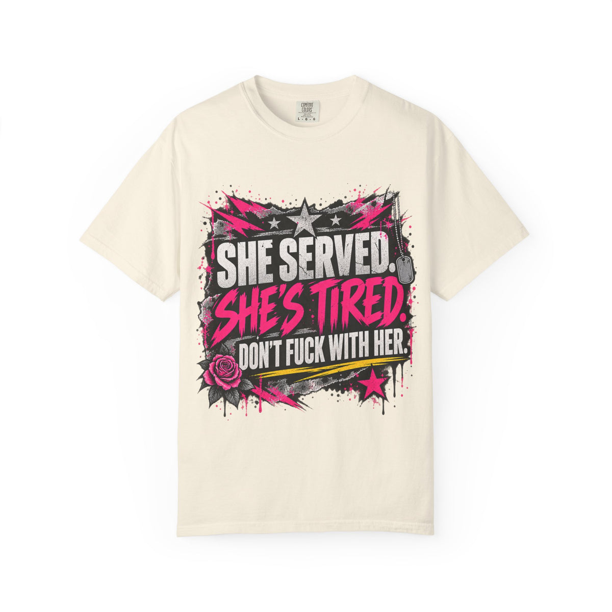 She Served. She's Tired. | Women Veteran Tee