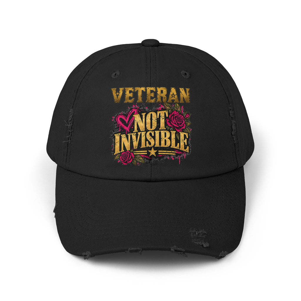 Veteran Not Invisible | Rose Graphic Distressed Cap