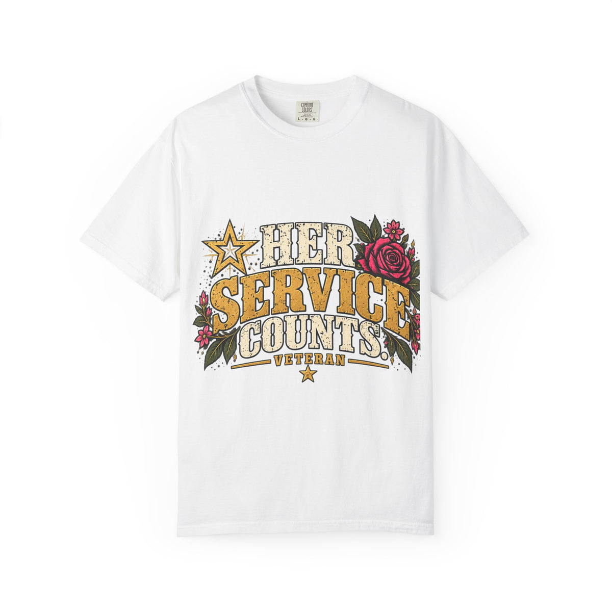 Her Service Counts | Distressed Rebellion Veteran Tee