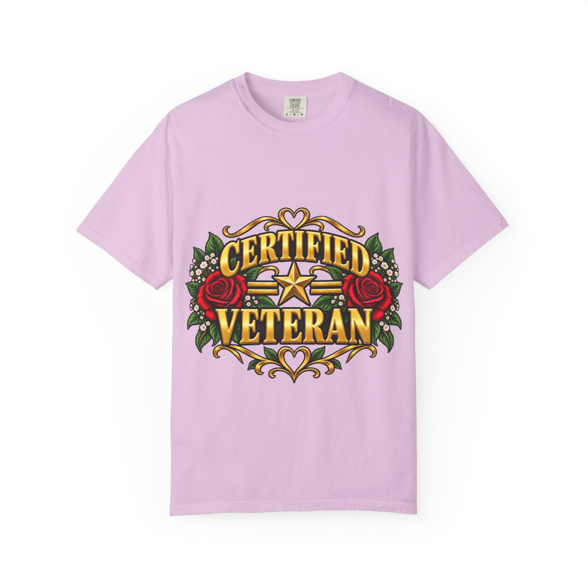 Certified Veteran | Red Rose Floral Garment-Dyed Tee