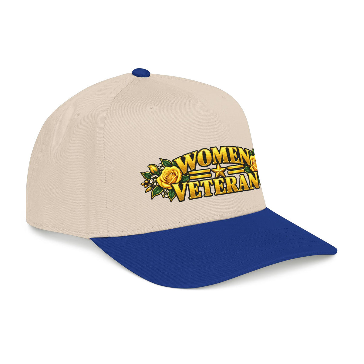 Women Veteran | Yellow Rose Floral Mid-Profile Cap