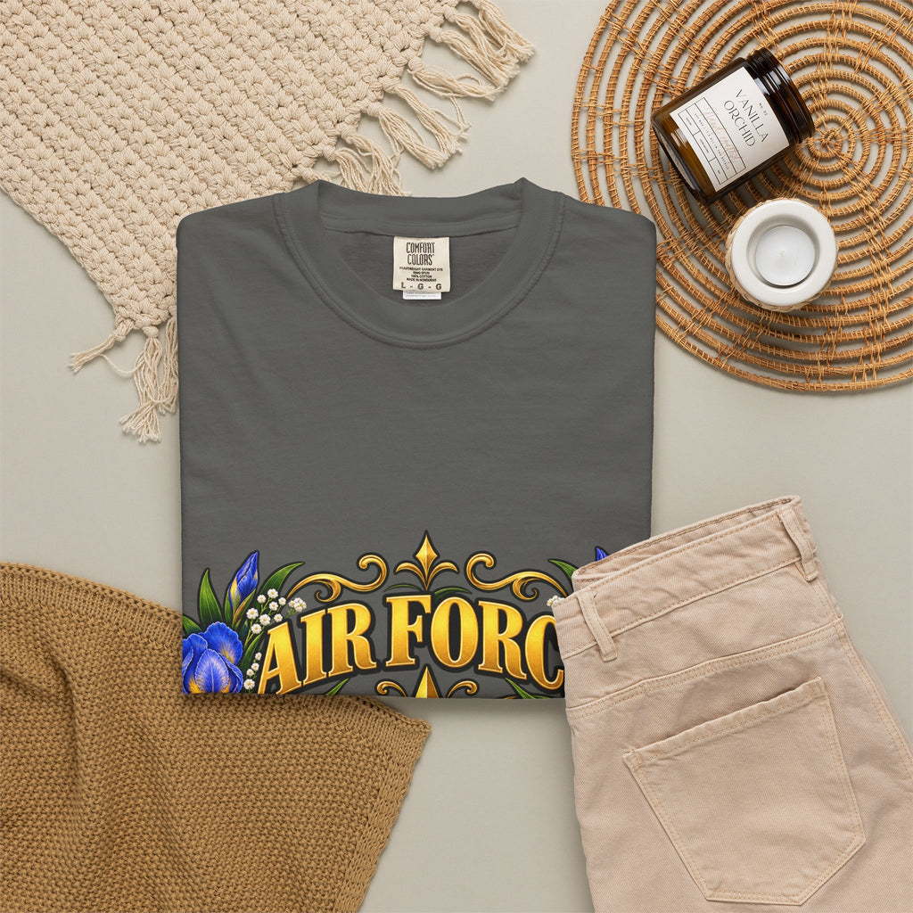 Air Force Veteran | Blue Iris Floral Garment-Dyed Tee