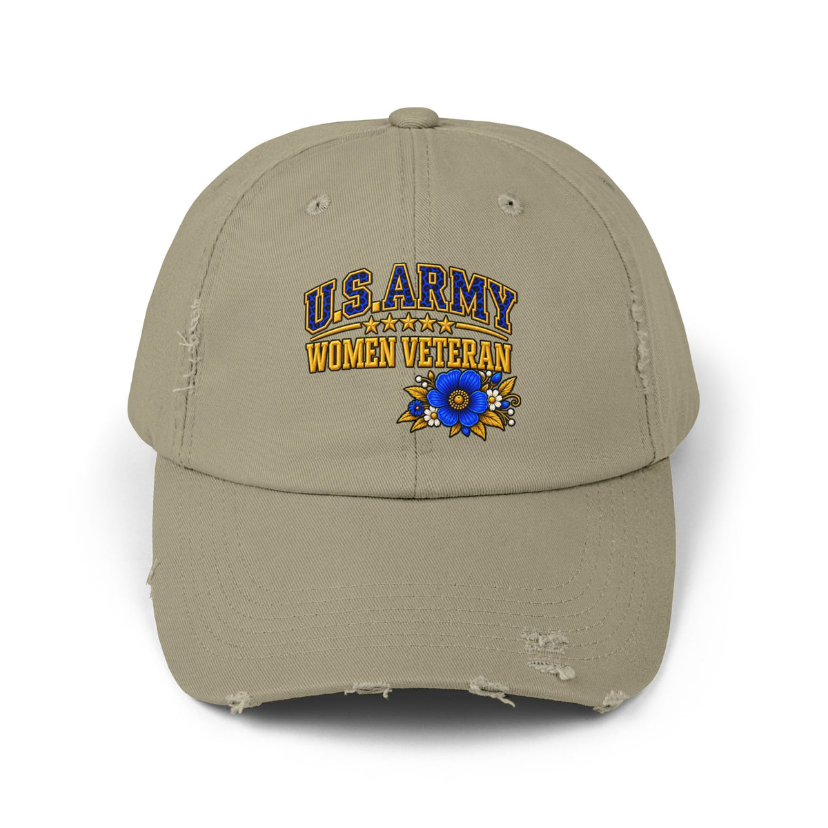 U.S. Army Women Veteran | Blue Floral Distressed Cap