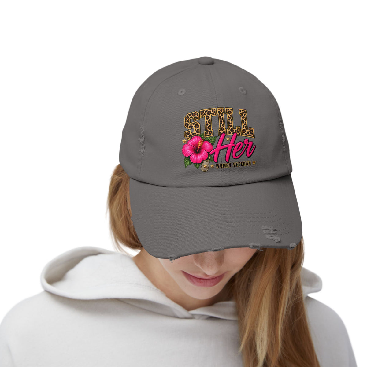 Still Her | Floral Distressed Women Veteran Cap