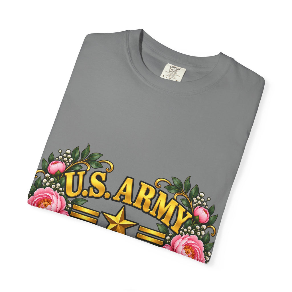 U.S. Army Veteran | Pink Peony Floral Garment-Dyed Tee
