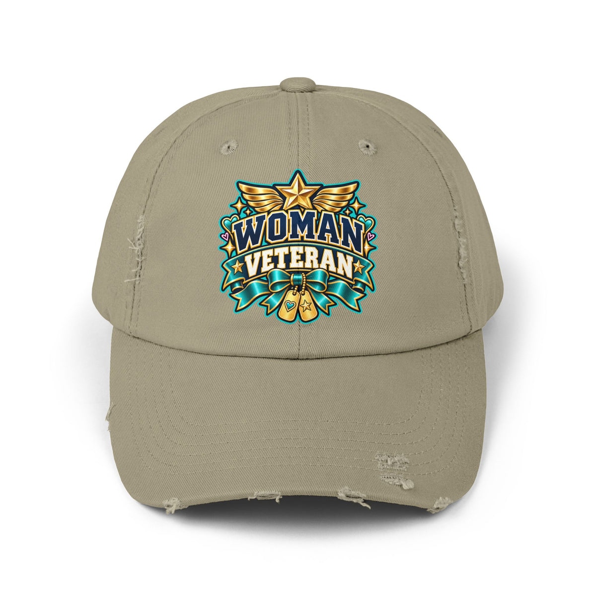 Woman Veteran | Teal Floral Distressed Cap