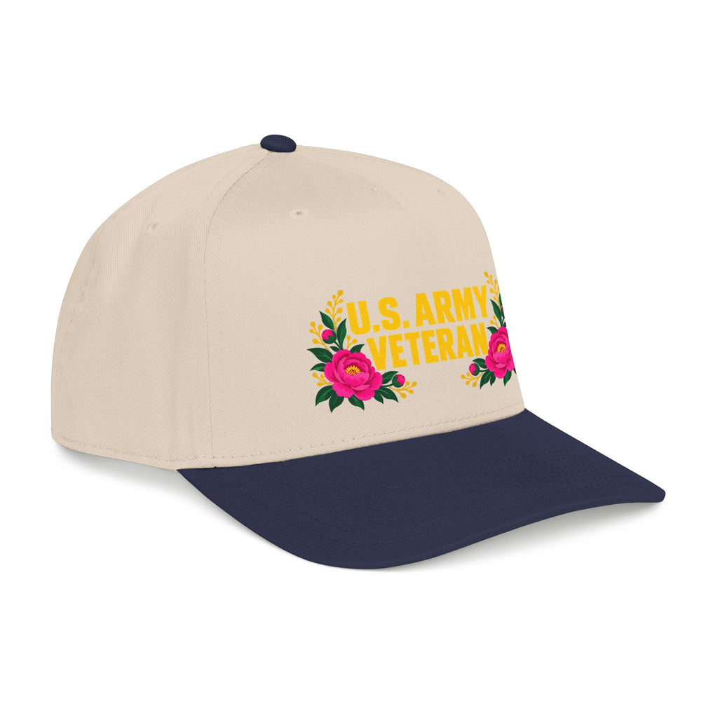 U.S. Army Veteran | Pink Floral Mid-Profile Cap