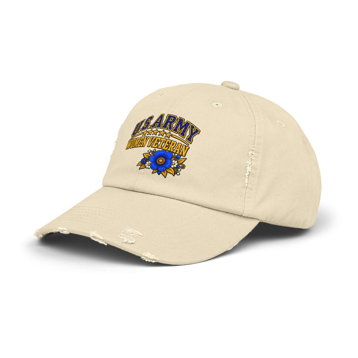 U.S. Army Women Veteran | Blue Floral Distressed Cap