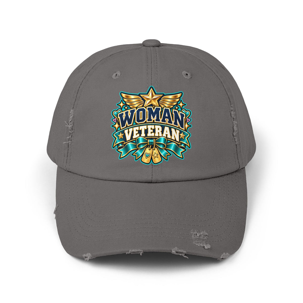 Woman Veteran | Teal Floral Distressed Cap