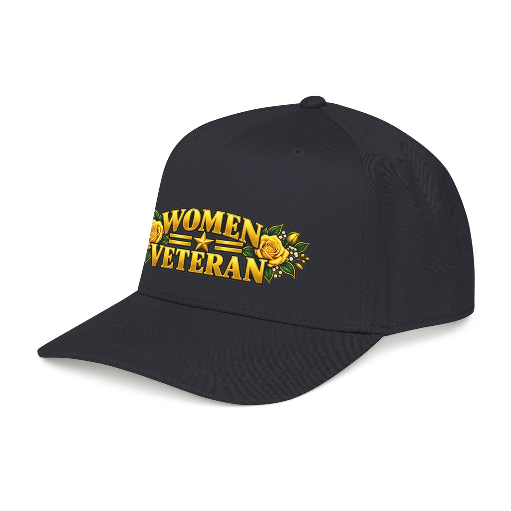 Women Veteran | Yellow Rose Floral Mid-Profile Cap
