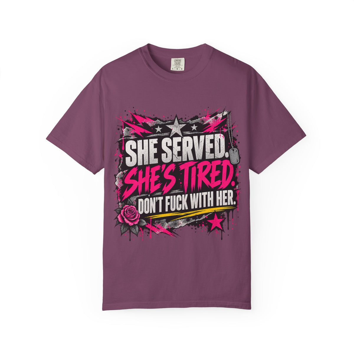 She Served. She's Tired. | Women Veteran Tee