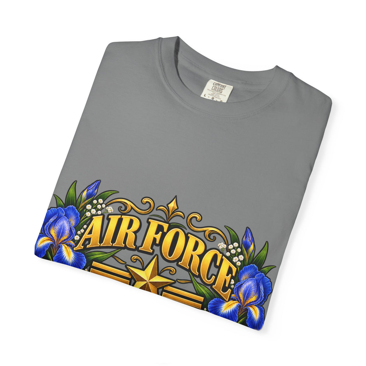 Air Force Veteran | Blue Iris Floral Garment-Dyed Tee
