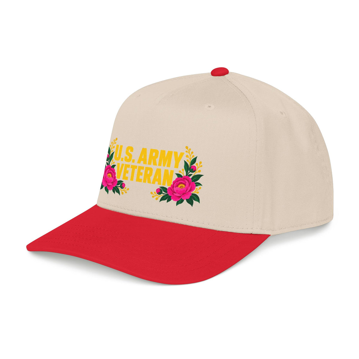 U.S. Army Veteran | Pink Floral Mid-Profile Cap