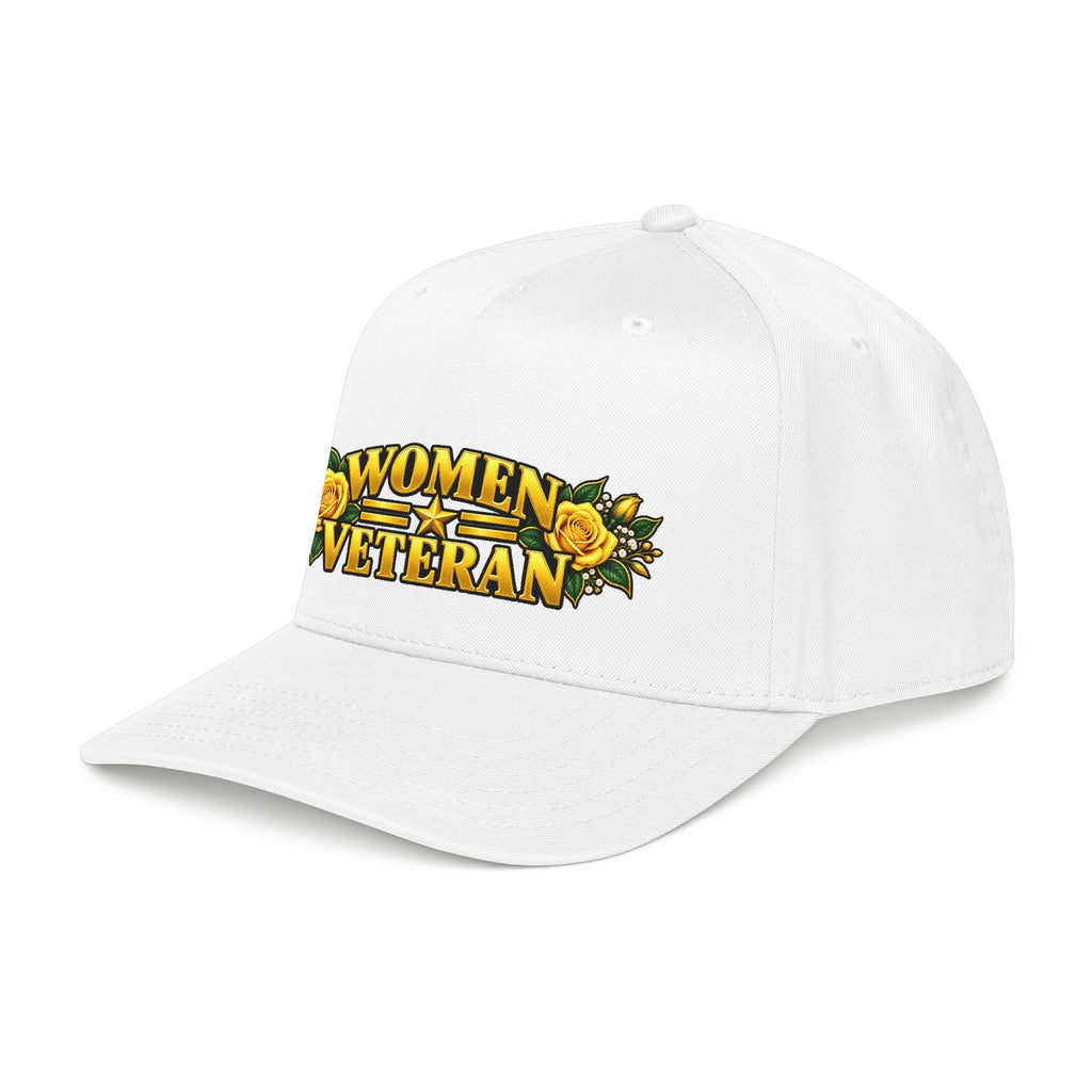 Women Veteran | Yellow Rose Floral Mid-Profile Cap