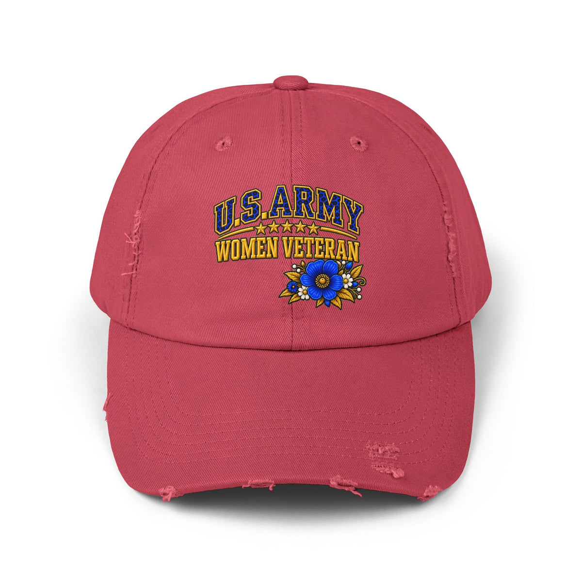 U.S. Army Women Veteran | Blue Floral Distressed Cap