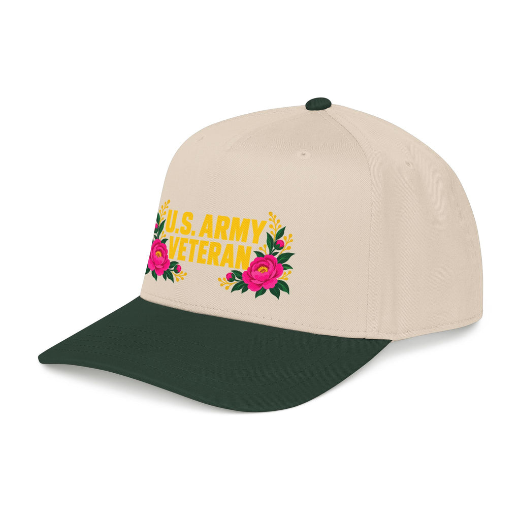 U.S. Army Veteran | Pink Floral Mid-Profile Cap