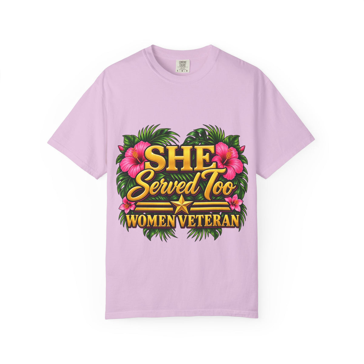 She Served Too | Pink Hibiscus Women Veteran Tee