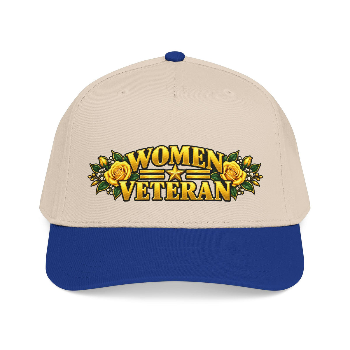 Women Veteran | Yellow Rose Floral Mid-Profile Cap
