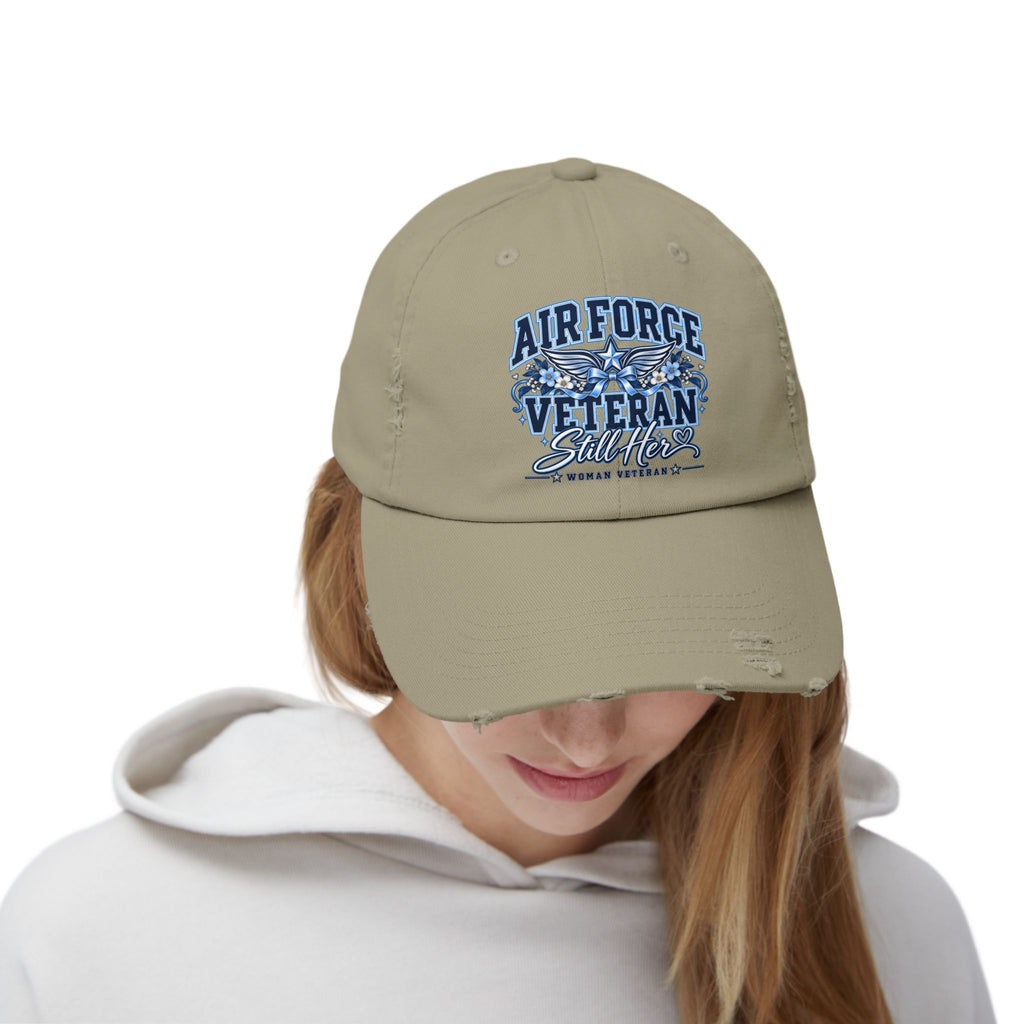 Air Force Veteran | Still Her Floral Distressed Cap