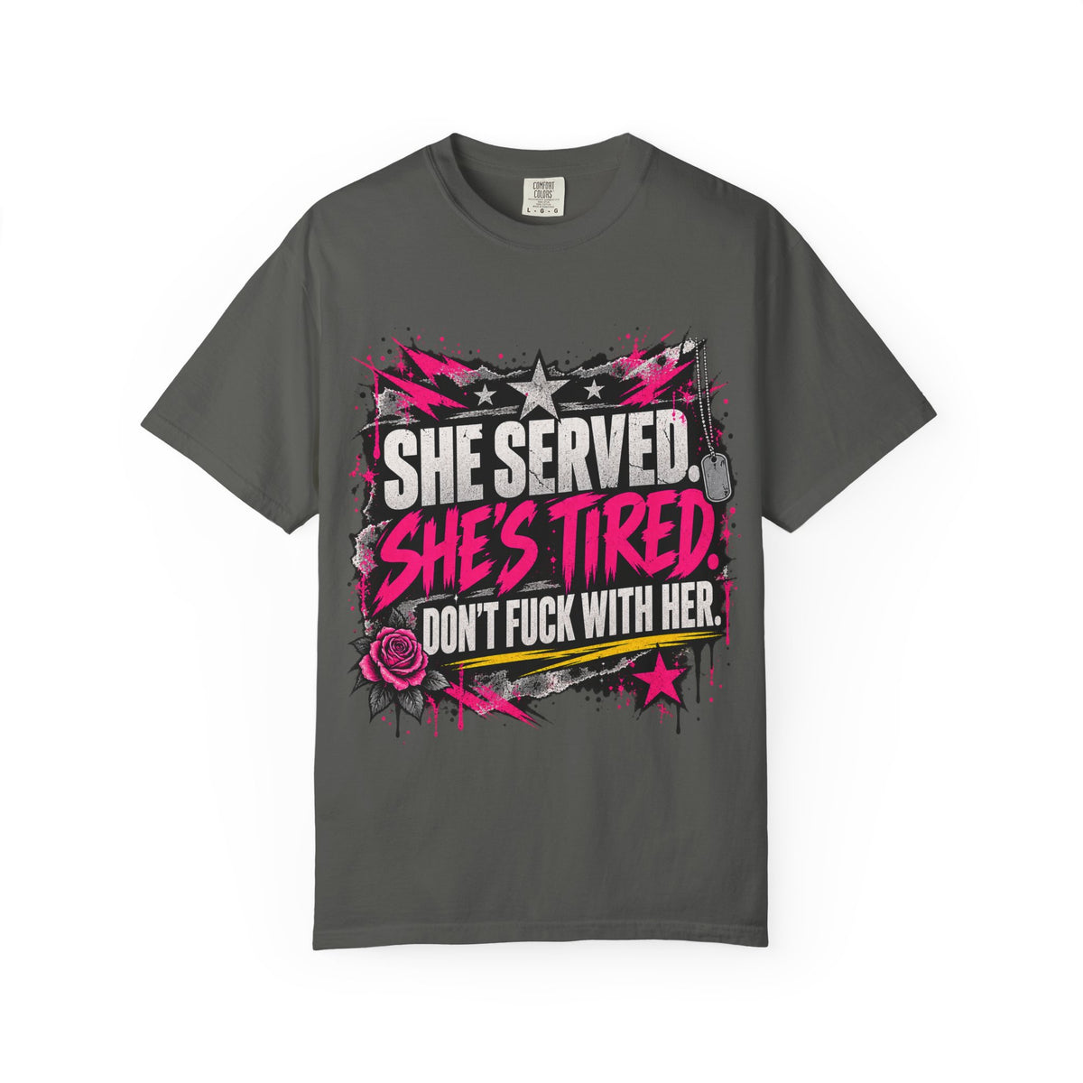 She Served. She's Tired. | Women Veteran Tee