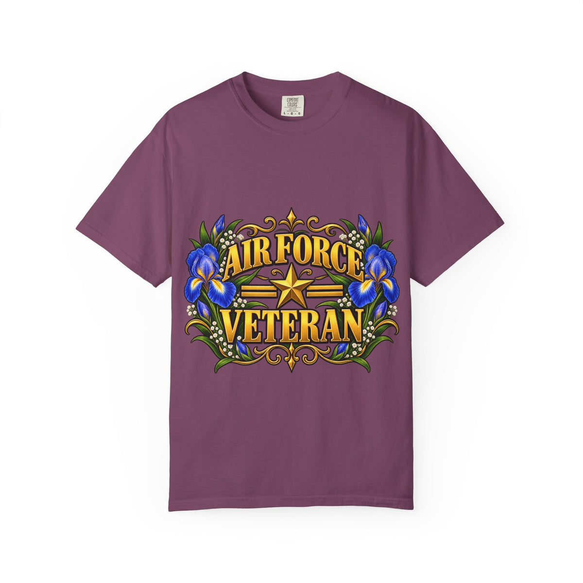 Air Force Veteran | Blue Iris Floral Garment-Dyed Tee