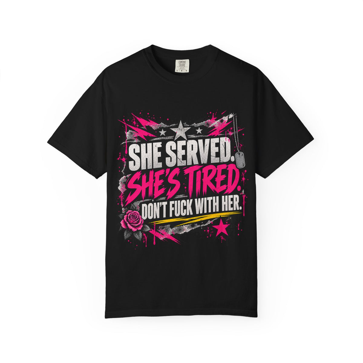 She Served. She's Tired. | Women Veteran Tee