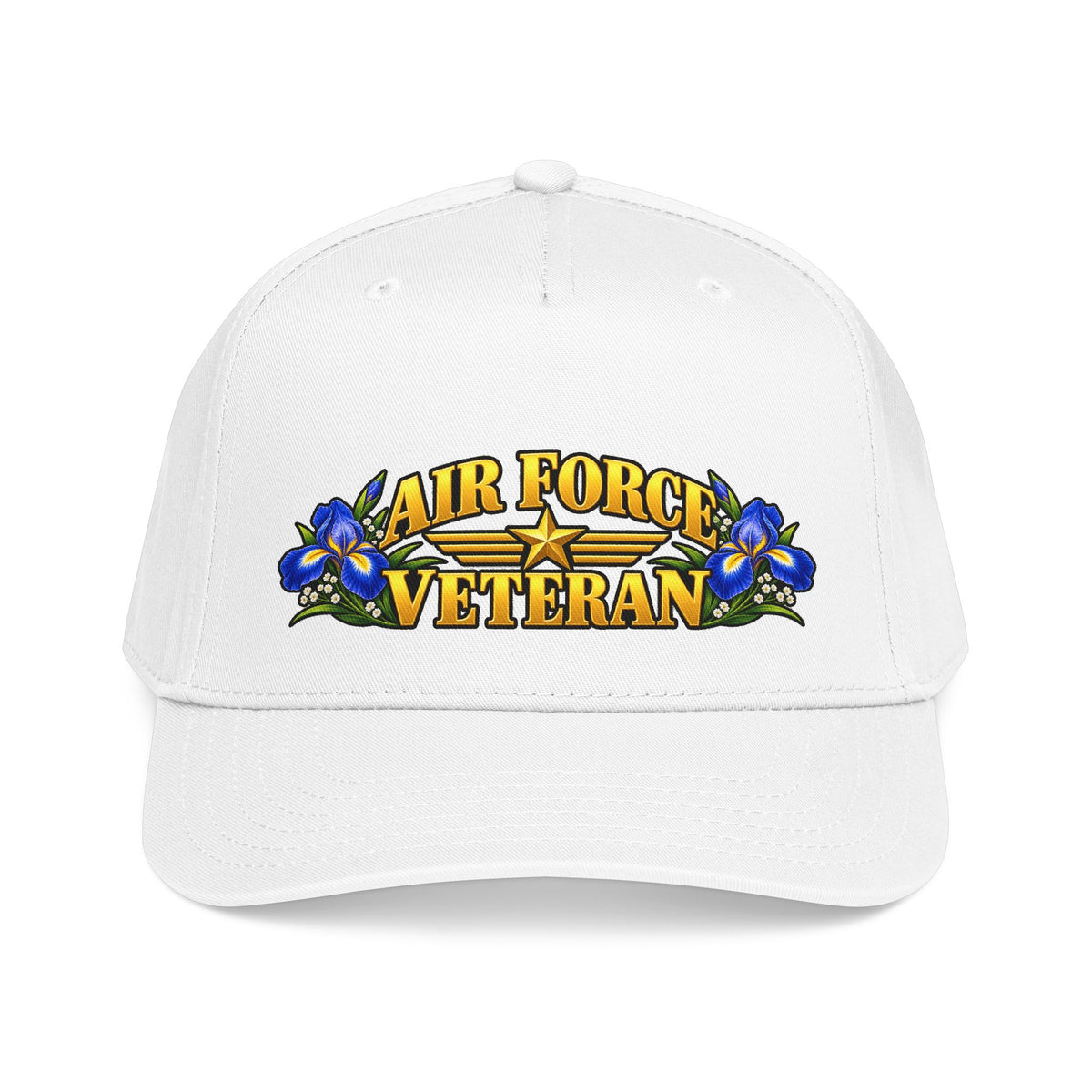 Air Force Veteran | Blue Iris Floral Mid-Profile Cap