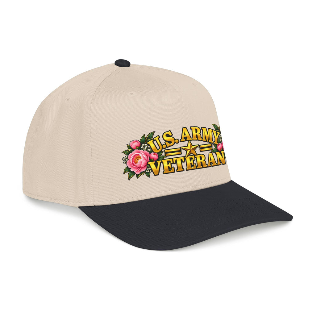 U.S. Army Veteran | Pink Peony Floral Mid-Profile Cap