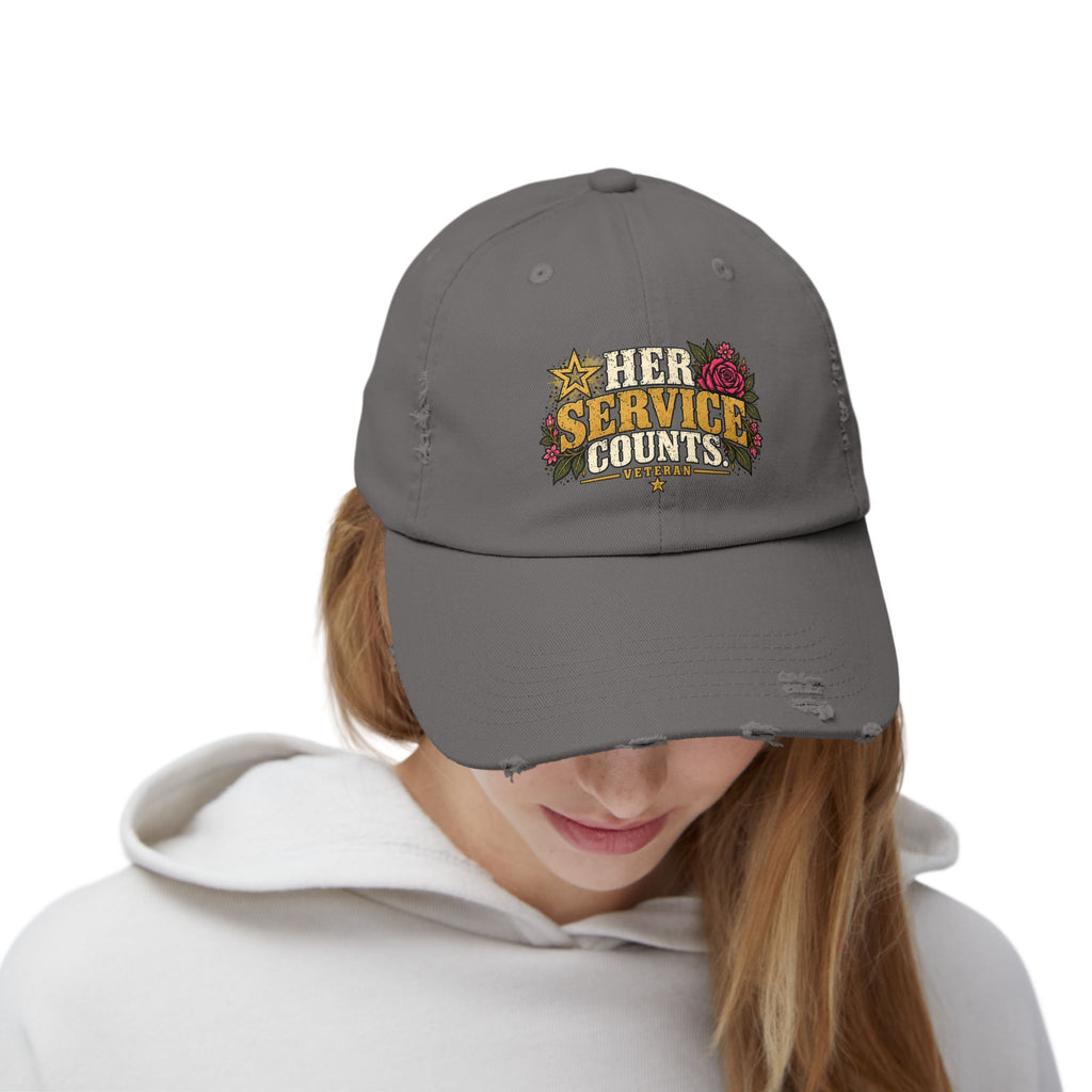 Her Service Counts | Distressed Rebellion Veteran Cap
