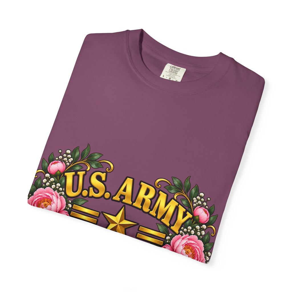 U.S. Army Veteran | Pink Peony Floral Garment-Dyed Tee