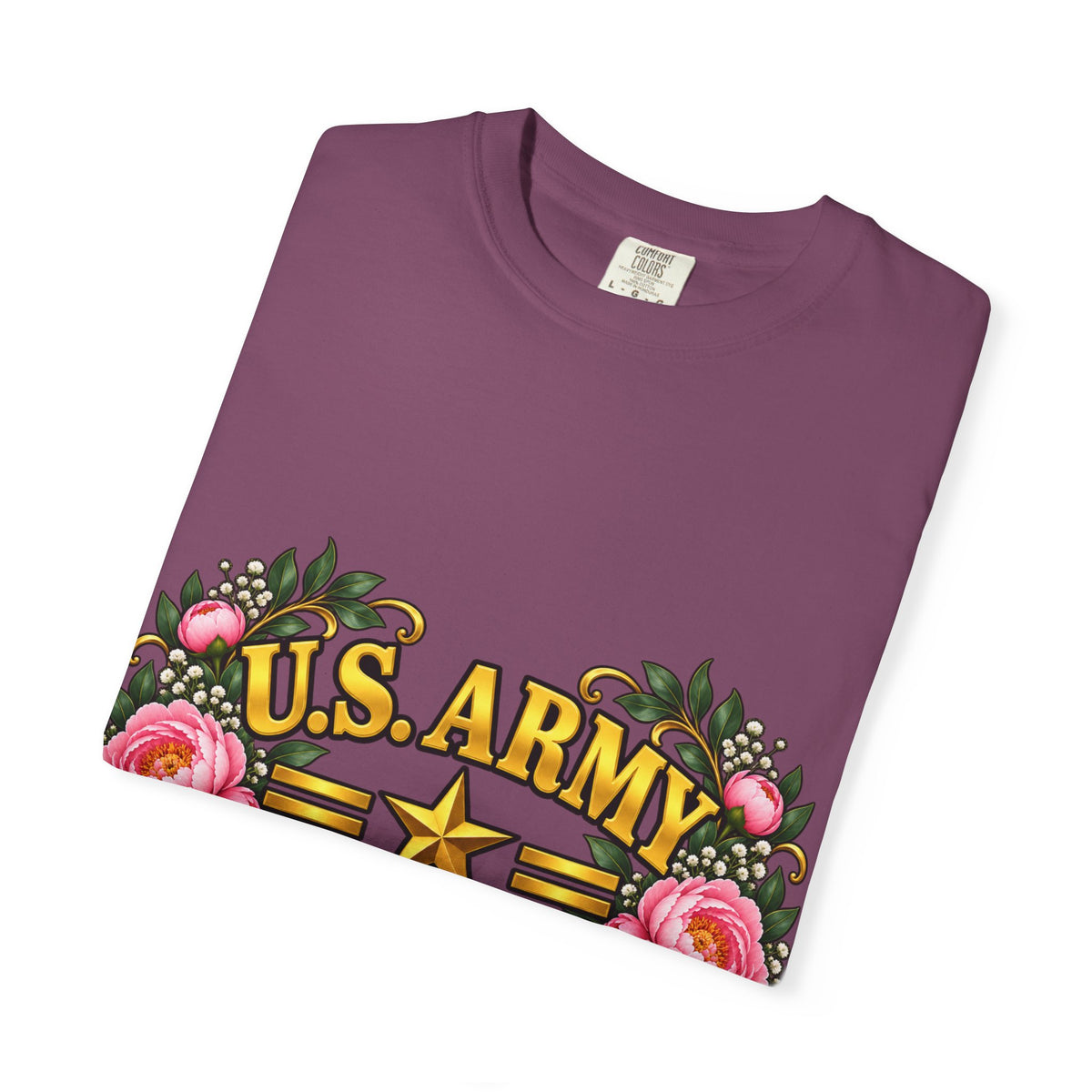 U.S. Army Veteran | Pink Peony Floral Garment-Dyed Tee