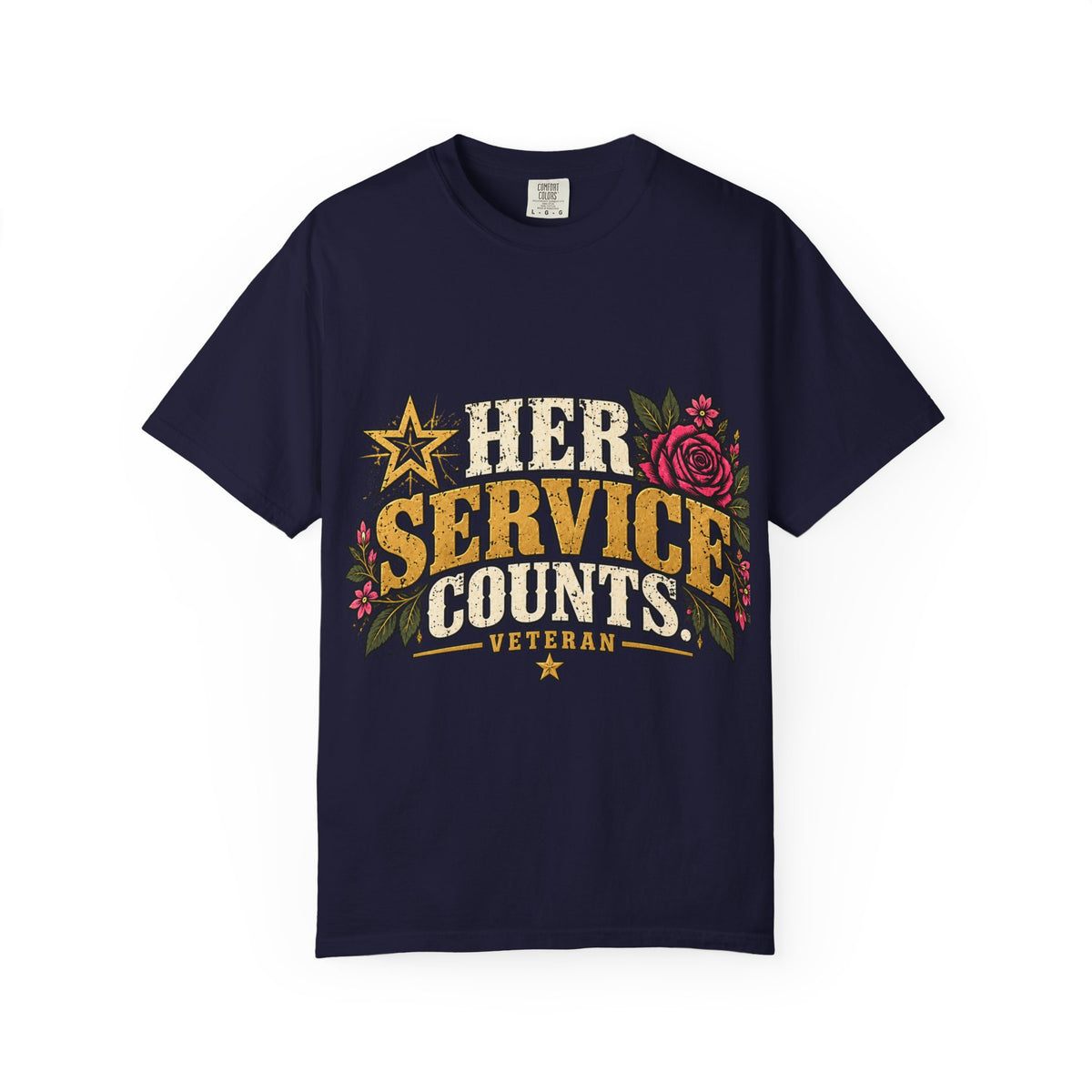 Her Service Counts | Distressed Rebellion Veteran Tee