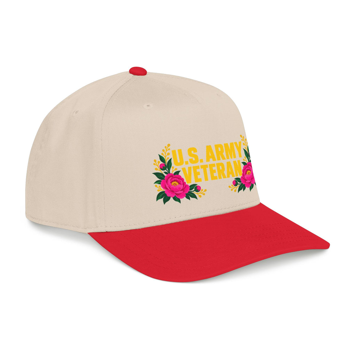 U.S. Army Veteran | Pink Floral Mid-Profile Cap