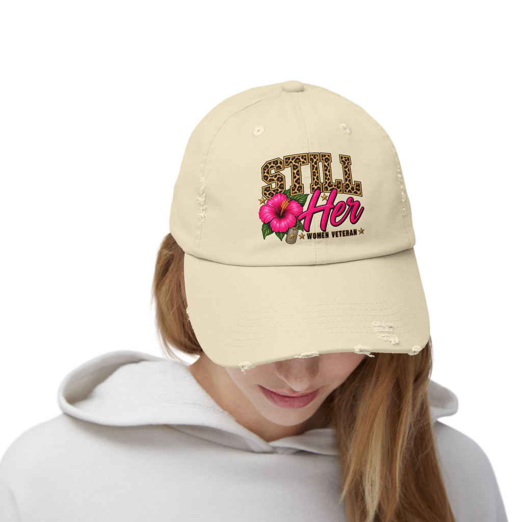 Still Her | Floral Distressed Women Veteran Cap