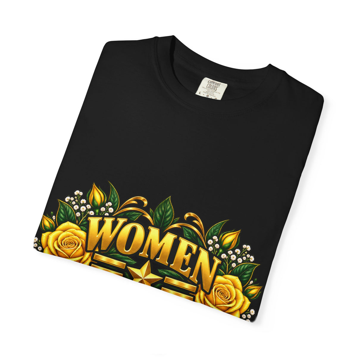 Women Veteran | Yellow Rose Floral Garment-Dyed Tee