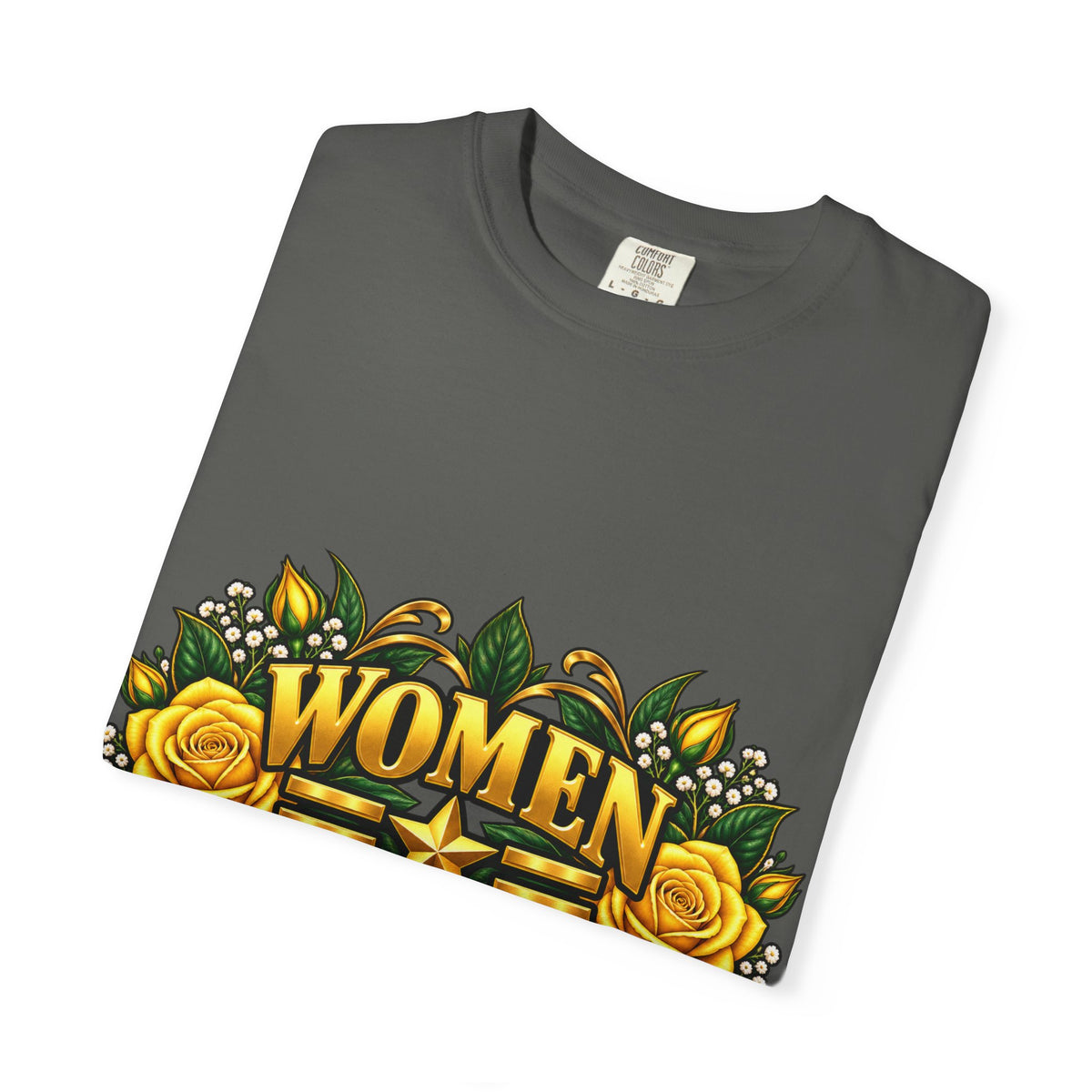 Women Veteran | Yellow Rose Floral Garment-Dyed Tee