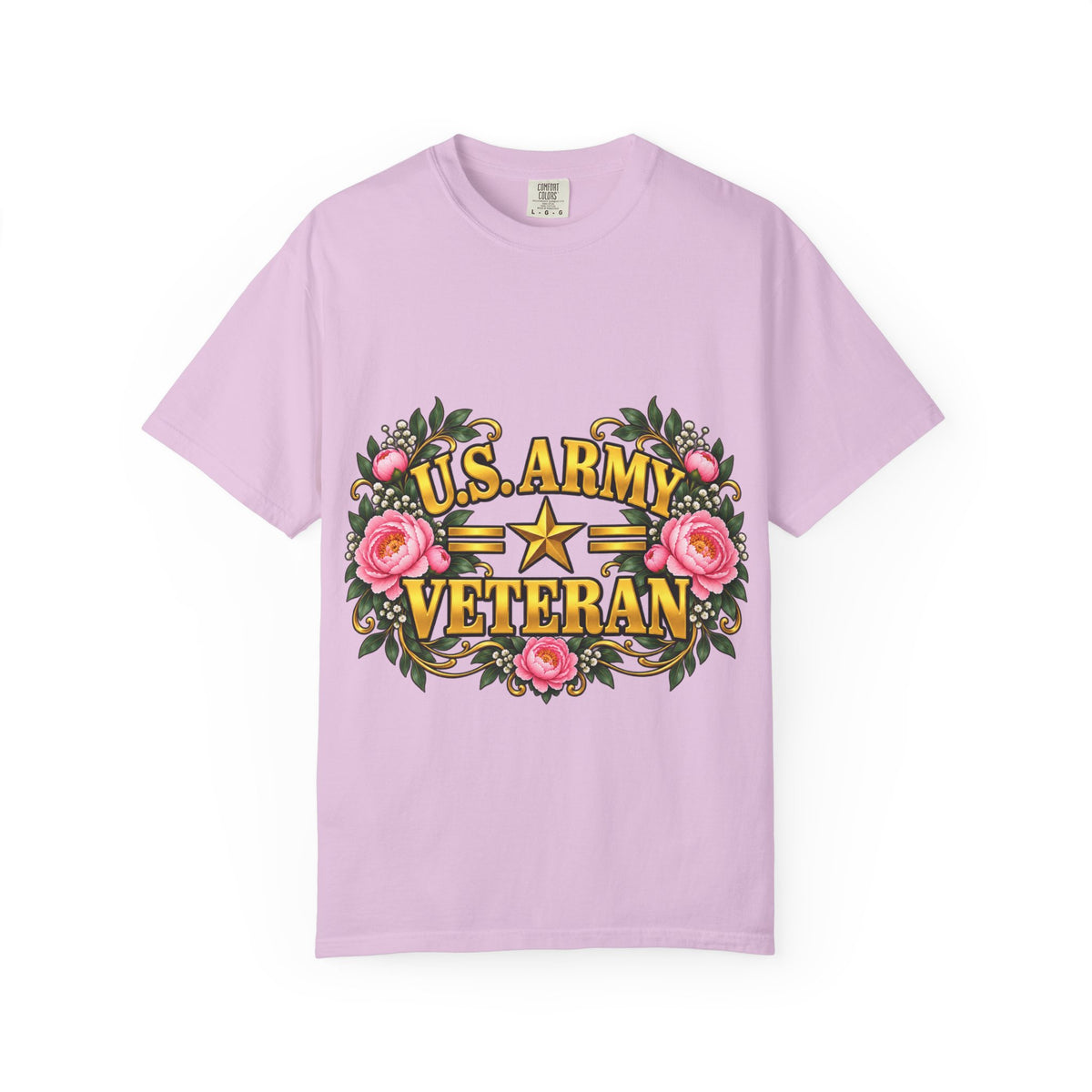 U.S. Army Veteran | Pink Peony Floral Garment-Dyed Tee