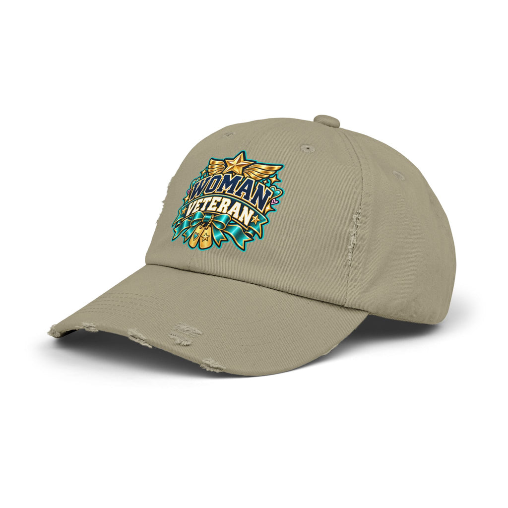 Woman Veteran | Teal Floral Distressed Cap