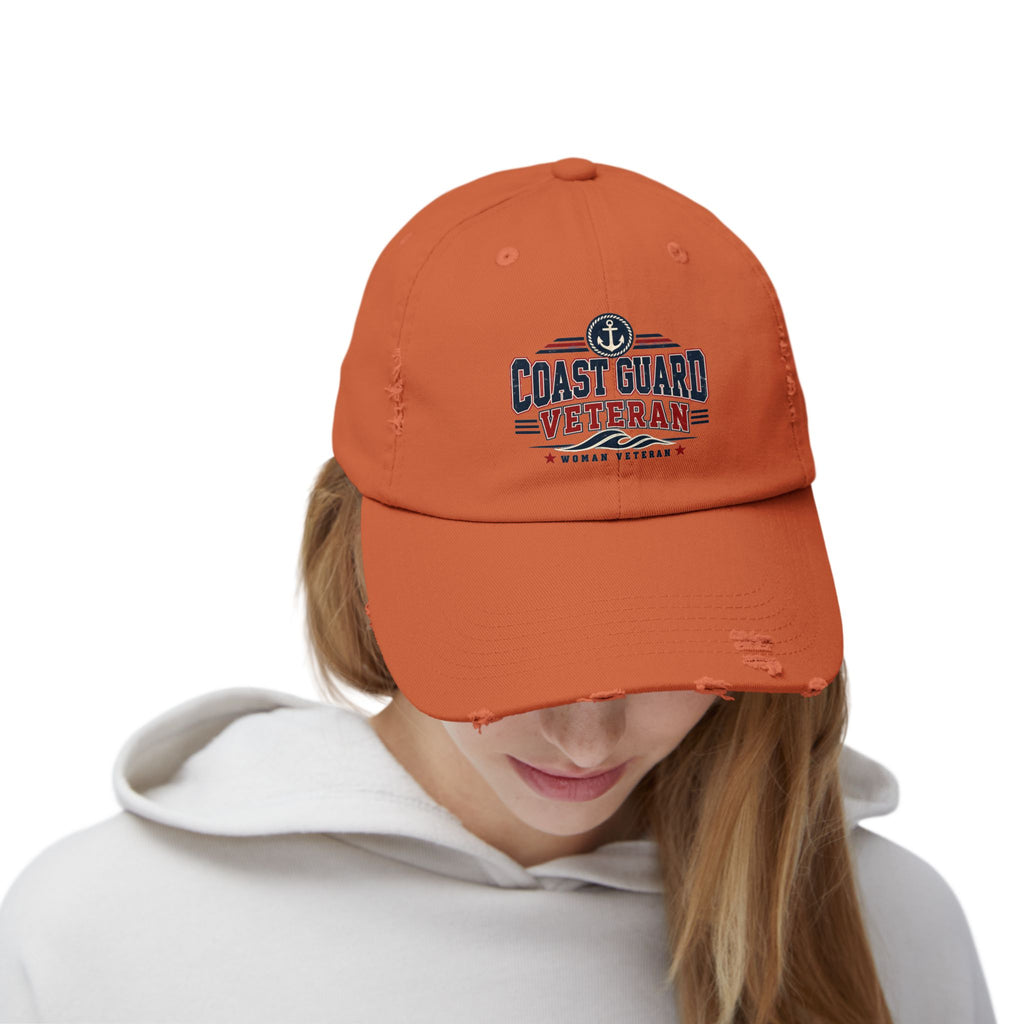 Coast Guard Veteran | Distressed Women Veteran Cap