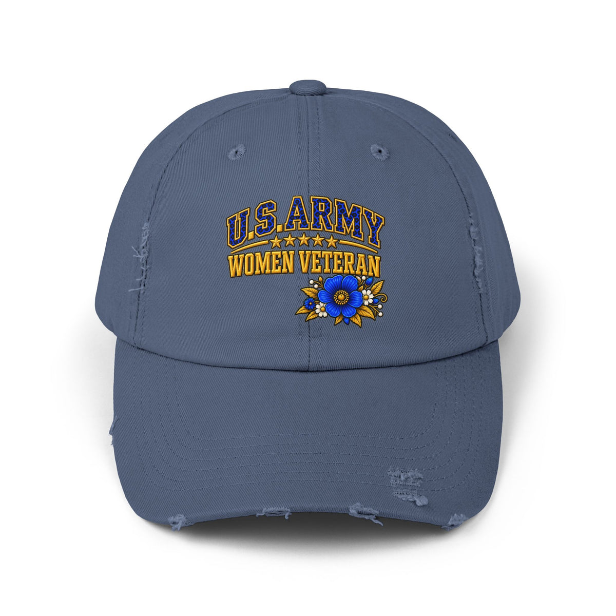 U.S. Army Women Veteran | Blue Floral Distressed Cap