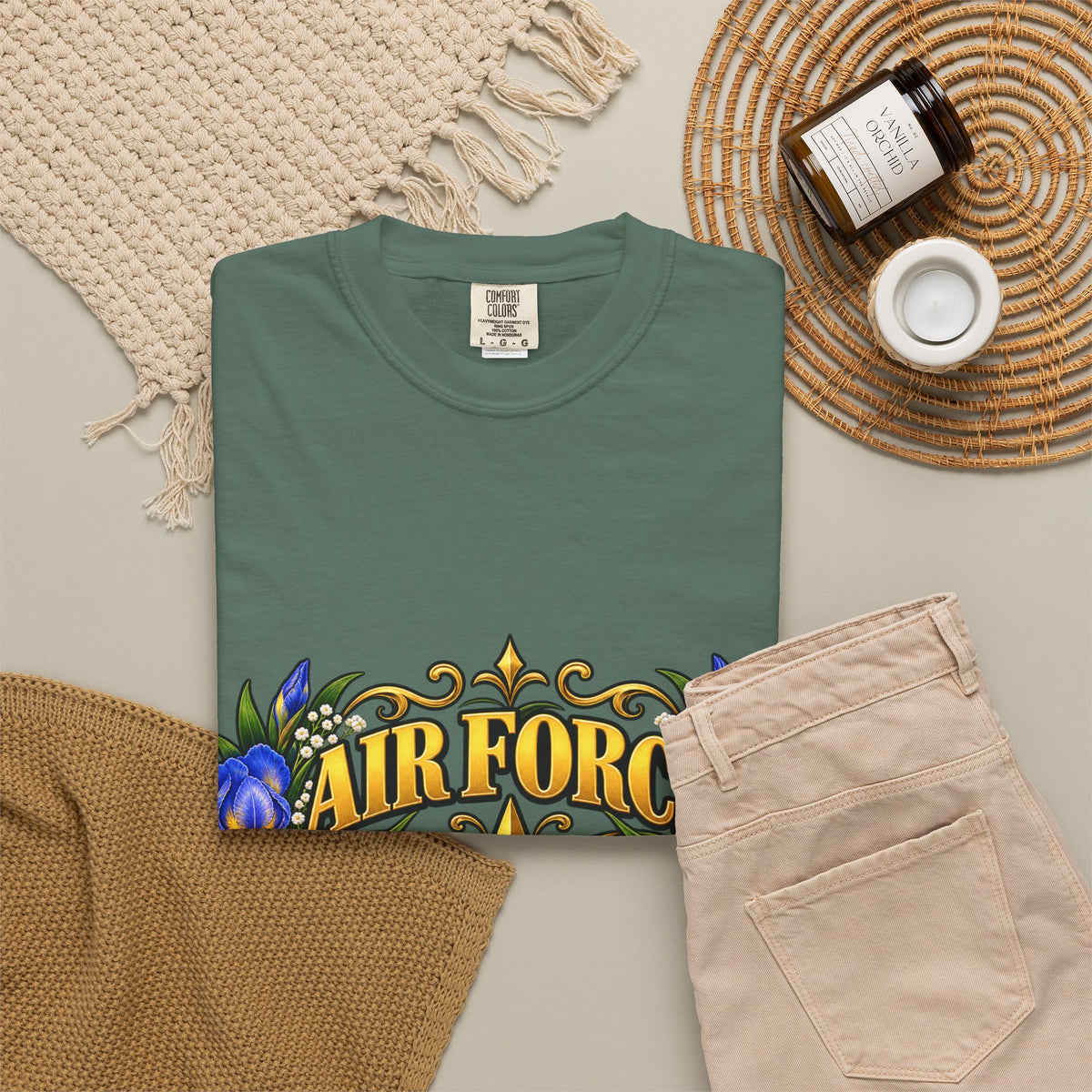 Air Force Veteran | Blue Iris Floral Garment-Dyed Tee