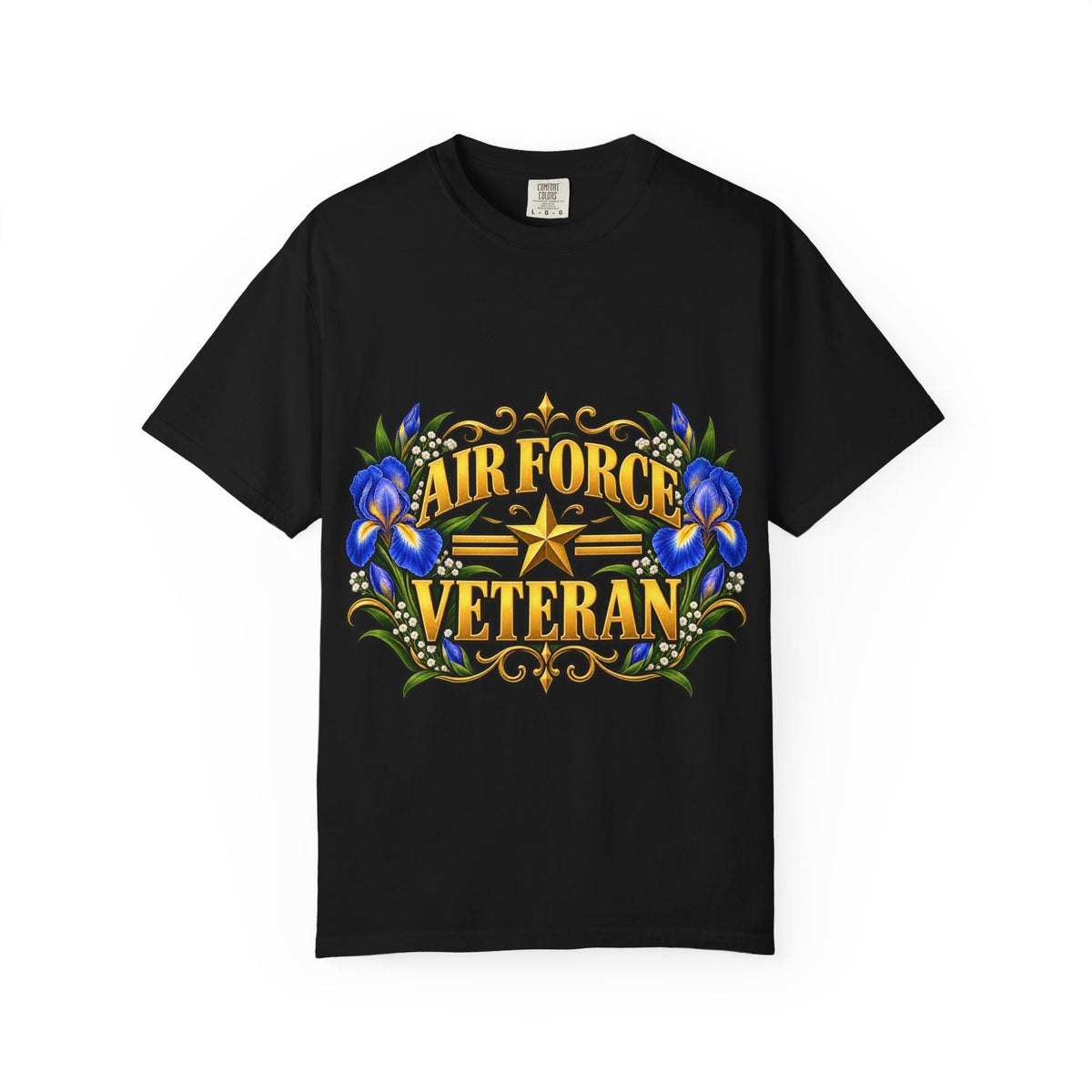 Air Force Veteran | Blue Iris Floral Garment-Dyed Tee