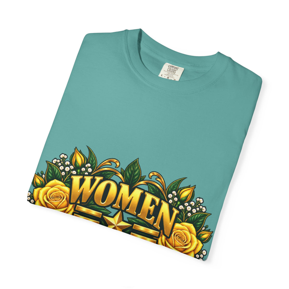 Women Veteran | Yellow Rose Floral Garment-Dyed Tee