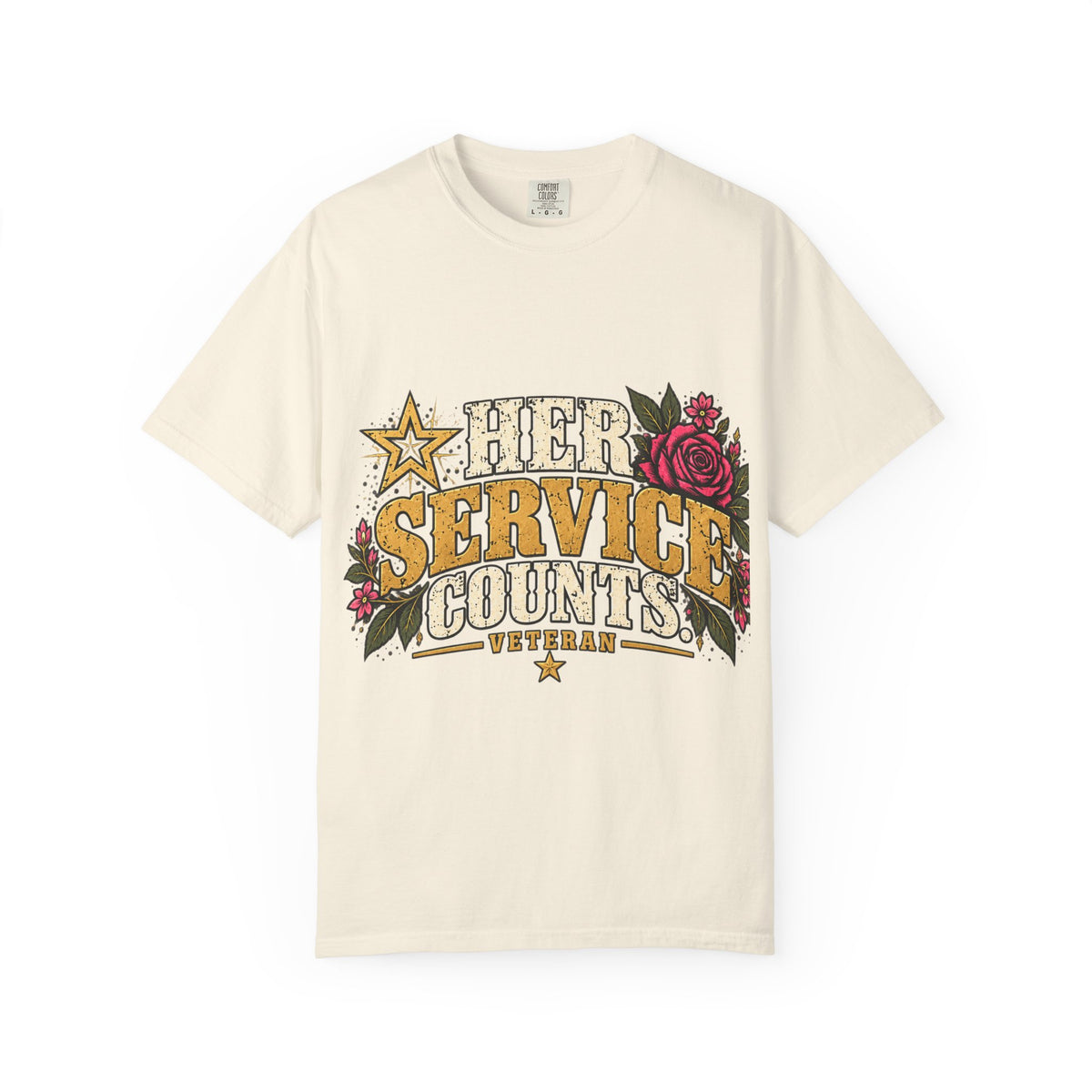 Her Service Counts | Distressed Rebellion Veteran Tee