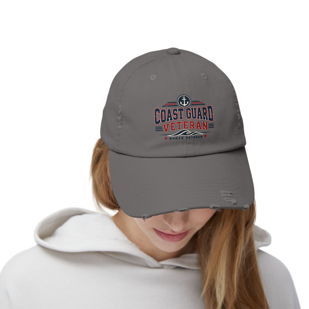 Coast Guard Veteran | Distressed Women Veteran Cap