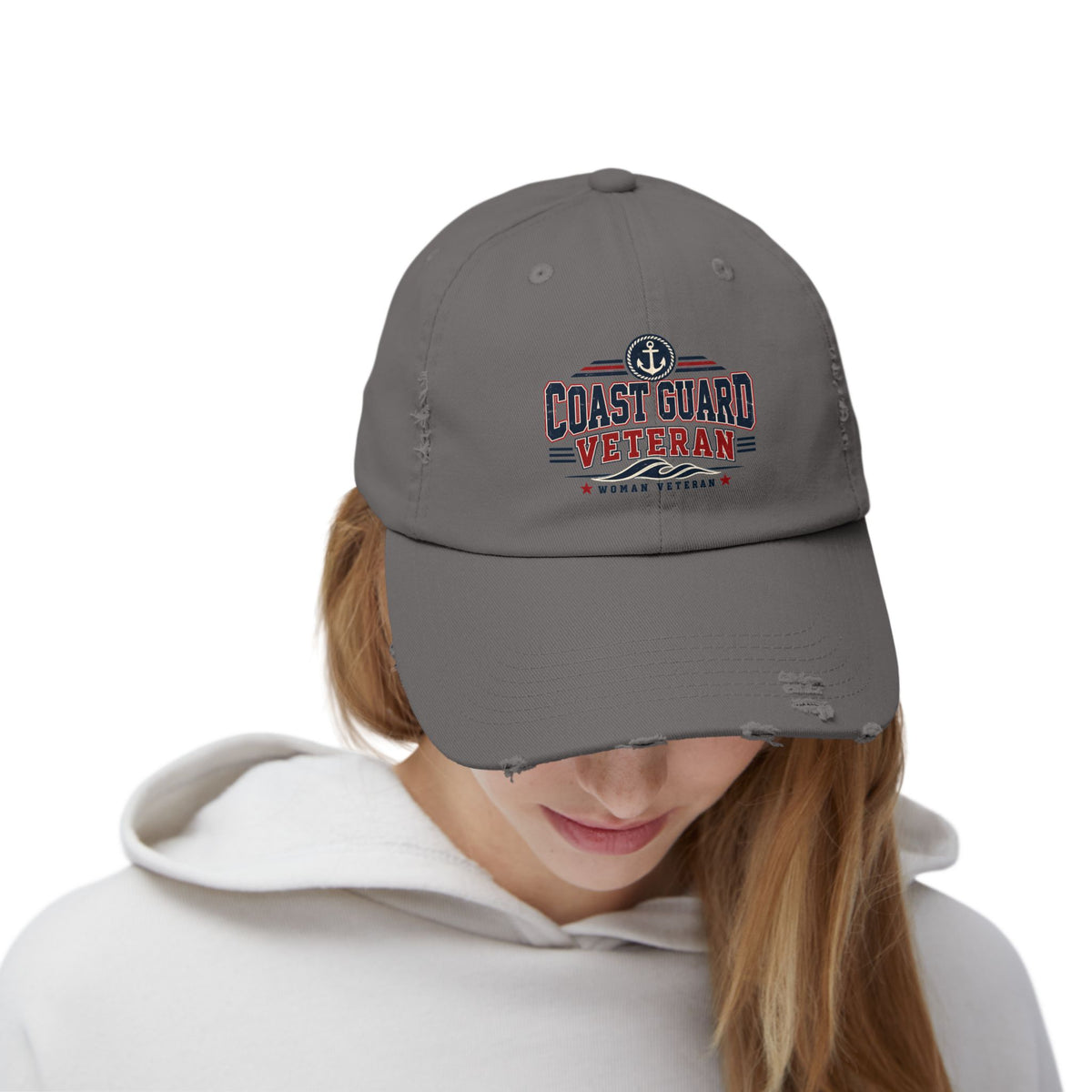 Coast Guard Veteran | Distressed Women Veteran Cap