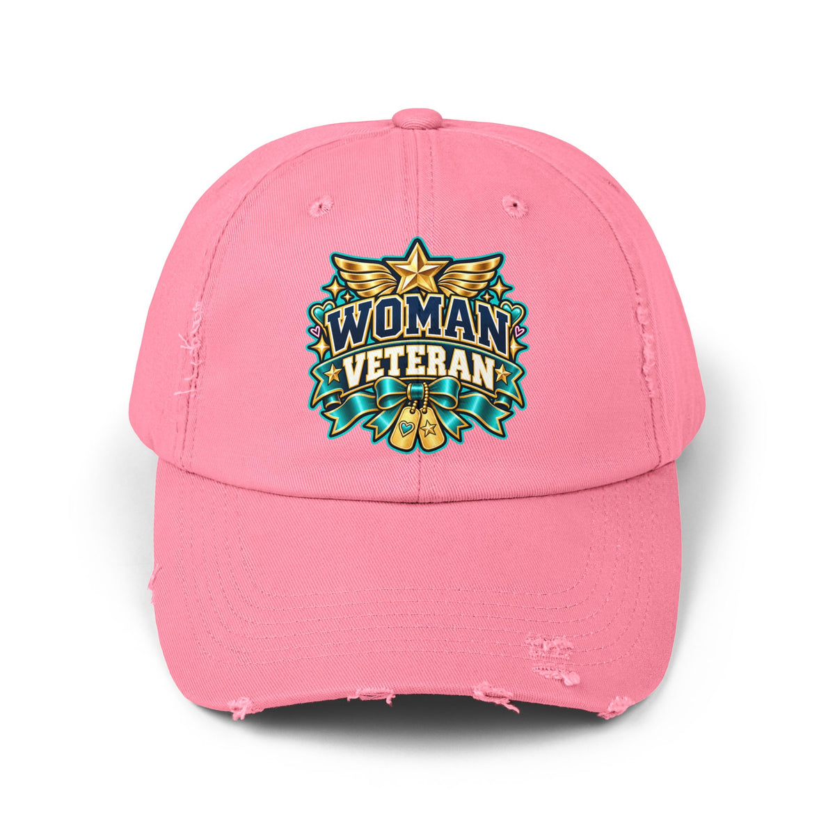 Woman Veteran | Teal Floral Distressed Cap