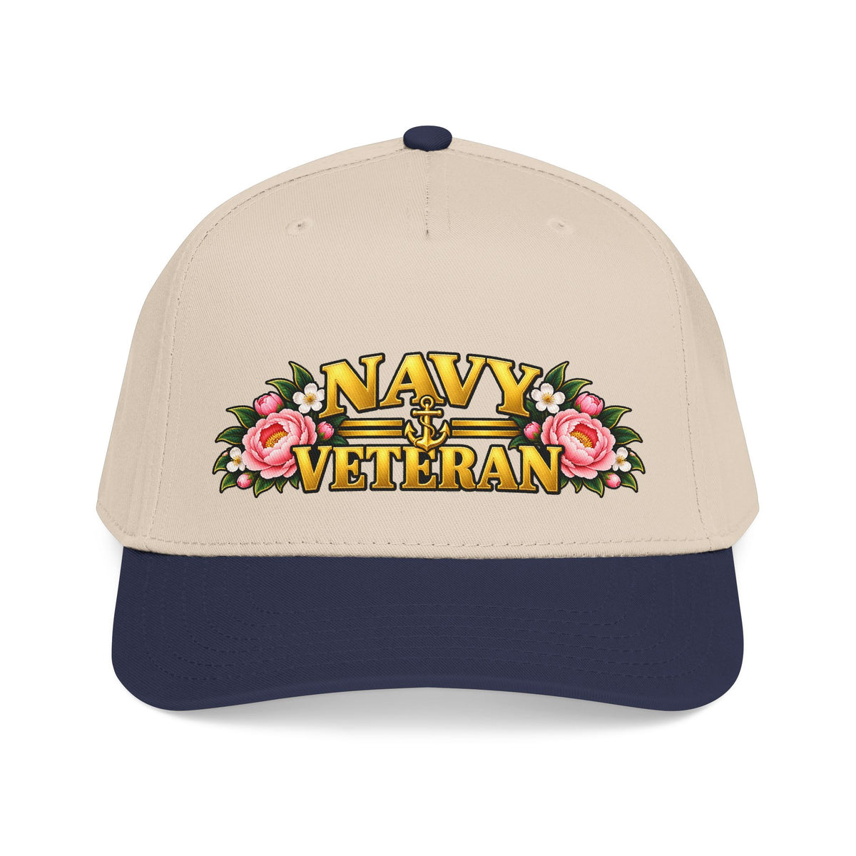 Navy Veteran | Pink Peony Floral Mid-Profile Cap