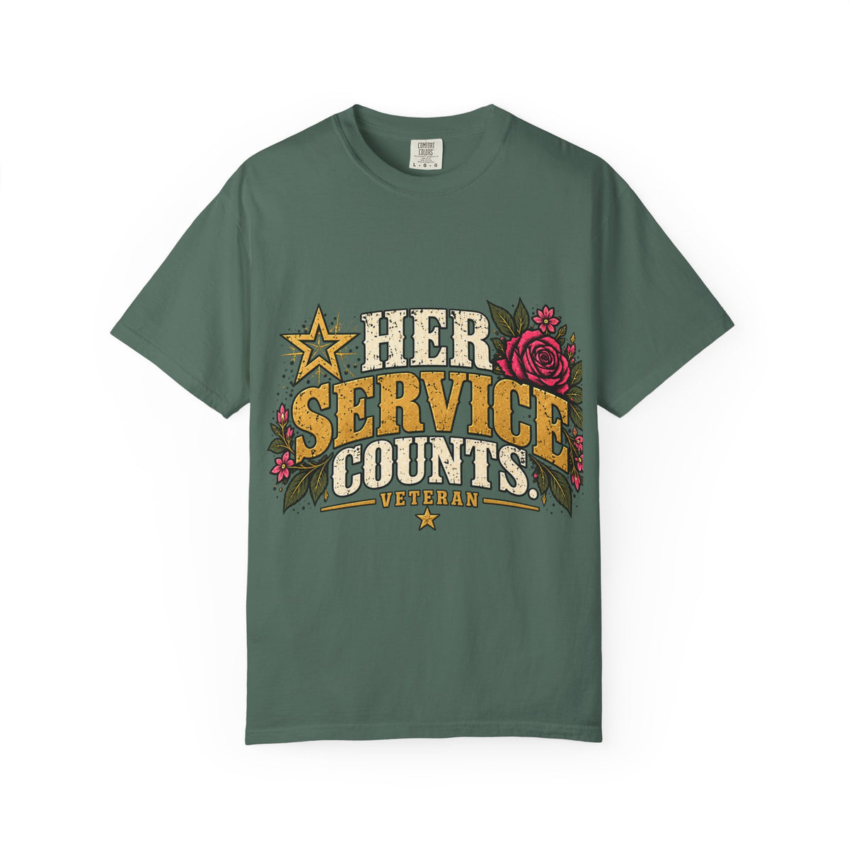 Her Service Counts | Distressed Rebellion Veteran Tee
